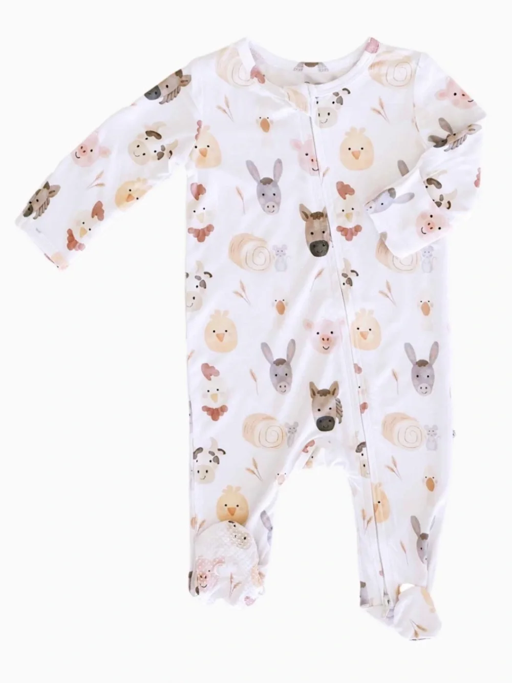 CADEN LANE Barnyard Buddies Bamboo Zipper Footie - 6-12M
